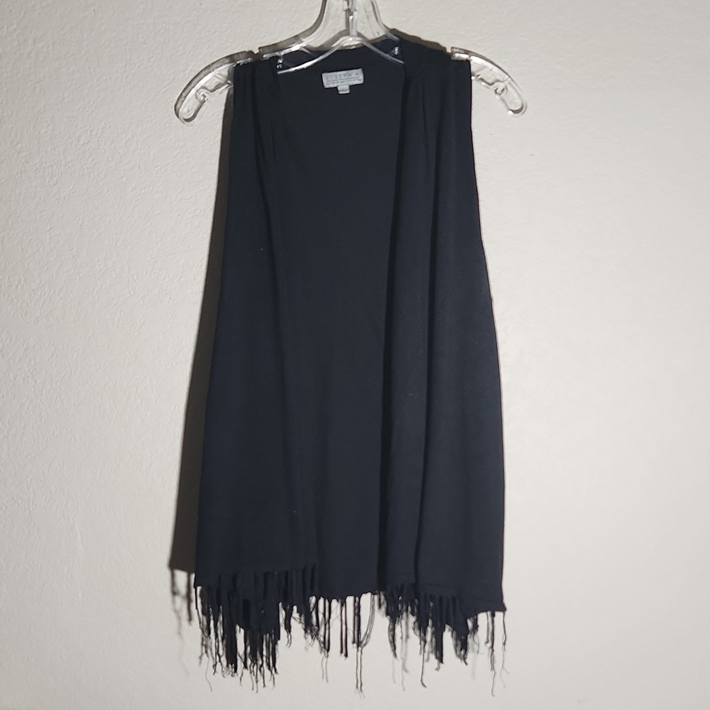 Joseph A Cardigan Vest Womens black Size L Black Whimsical Fairy Fringe Goth